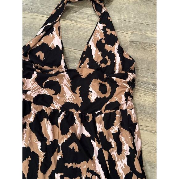 DVF x Target Halter Leopard Neutral Jumpsuit XXL Diane Von Furstenburg Pockets - Picture 6 of 6